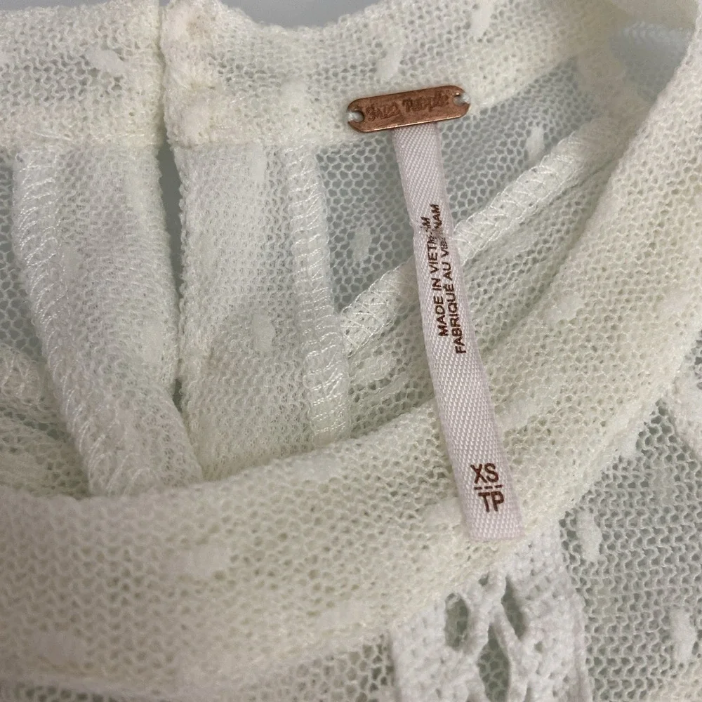 Free People Fionas Victorian Mesh Sheer Lace Top Flowy Ivory‎ Size XS Boho Tank